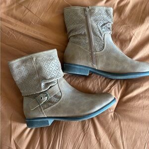 Women’s Taupe Perforated Mid-Calf Boots